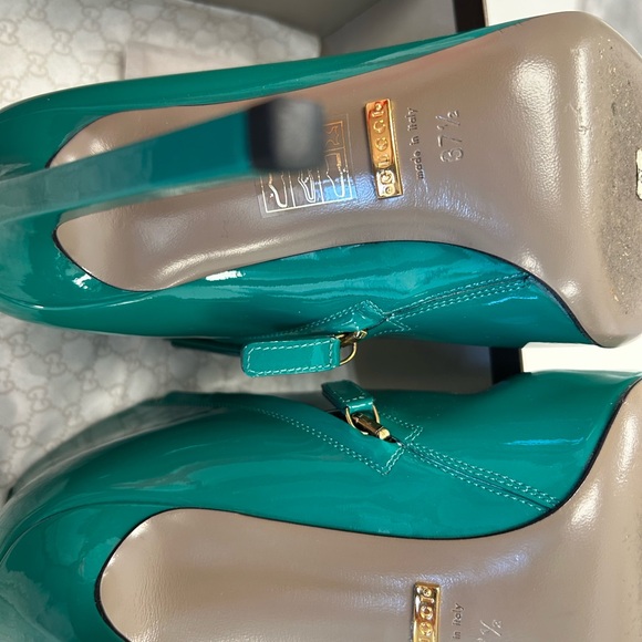 Gucci Turquoise Patent Leather Heeled Boots - Picture 6 of 7